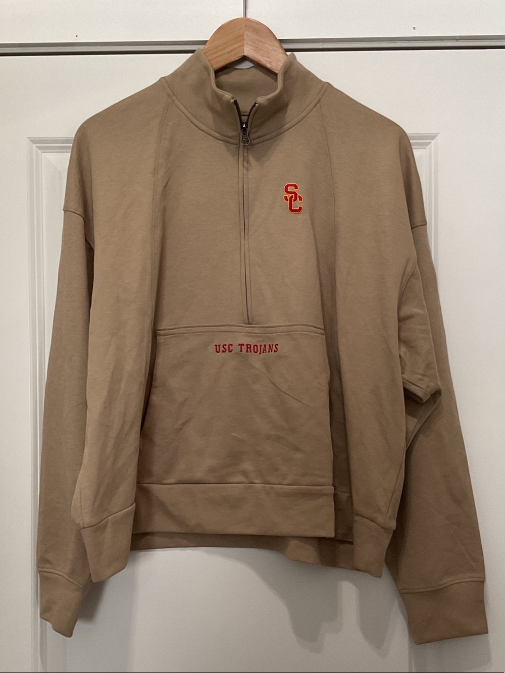 Rivalry Threads Tan Quarter-Zip with Red USC Logo